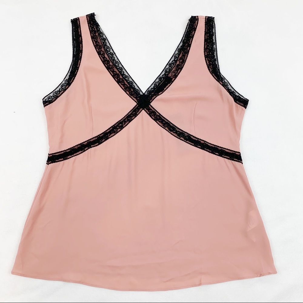 J crew v neck Camisole with lace inserts